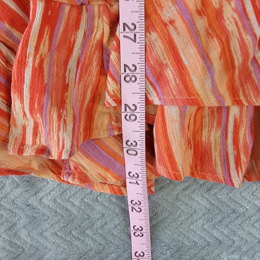 Free People Heart Shaped Face One Shoulder Mini Dress Orange/Multi-Size L #NA228 - Picture 10 of 10